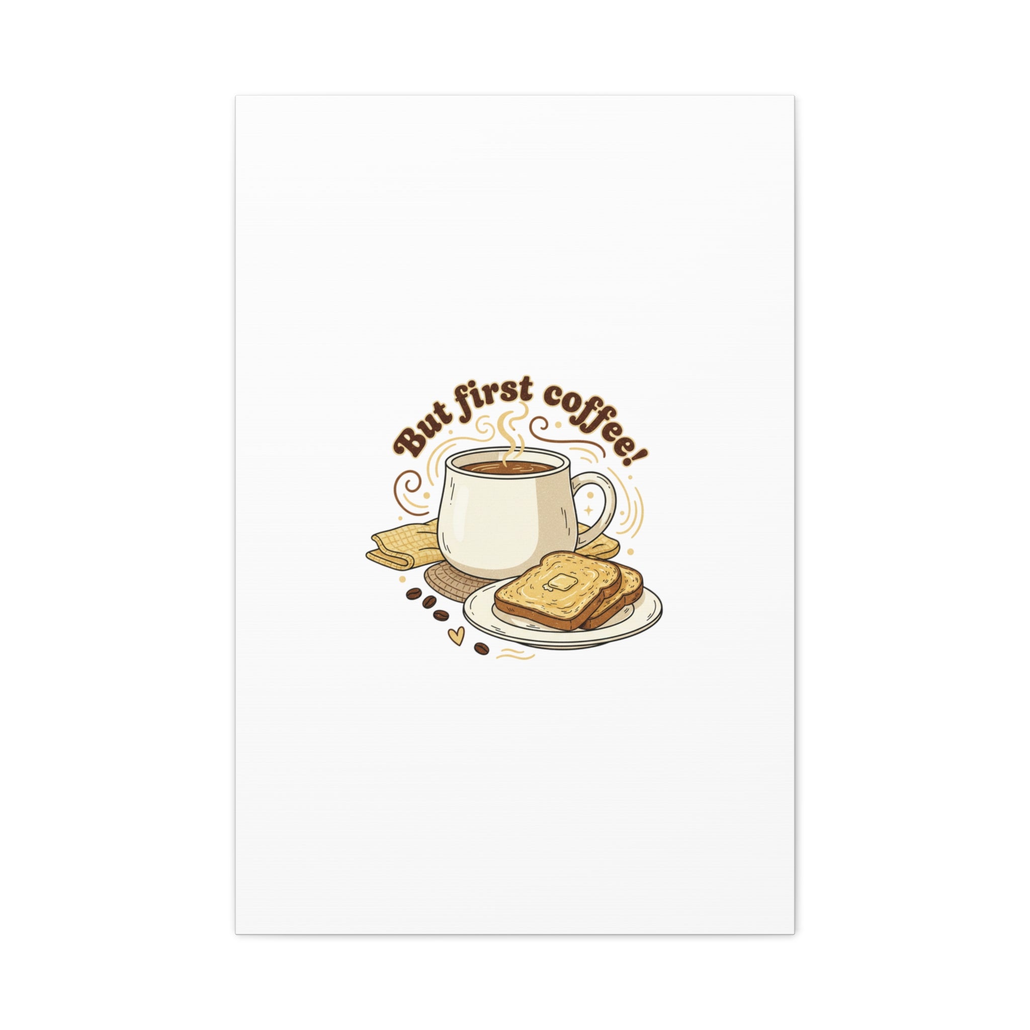 But First Coffee! Canvas, cafe-inspired breakfast art, kawaii kitchen decor
