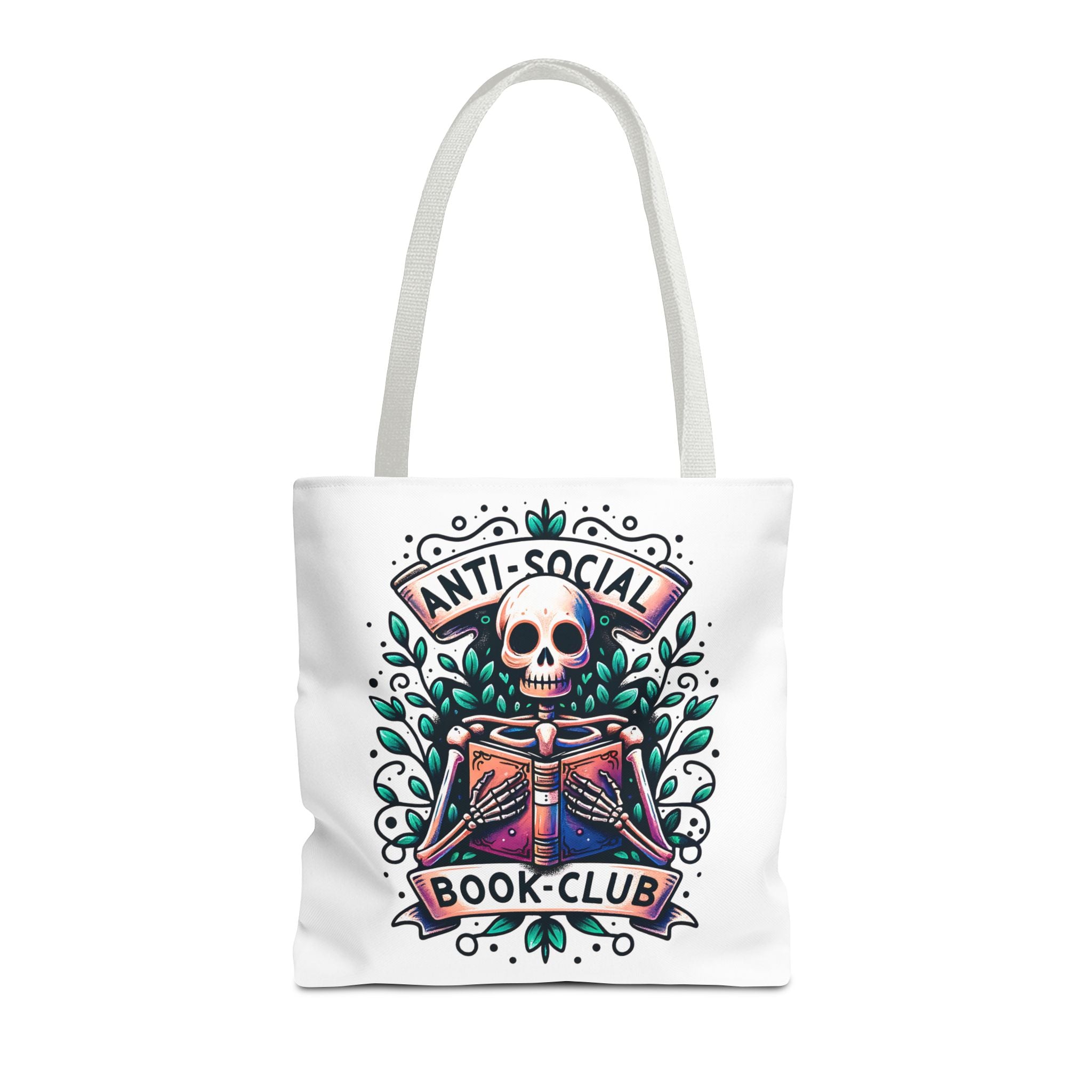 Anti-Social Book Club Tote Bag — Gothic Skull & Books Book Lover Tote