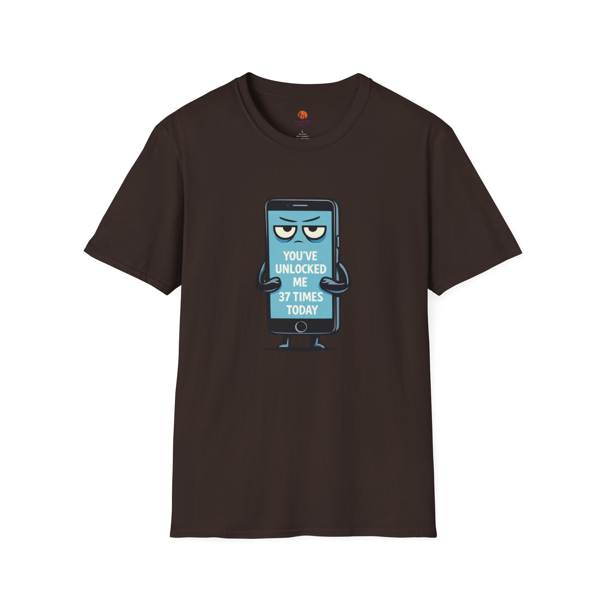 Phone Emoji T-Shirt — "You've Unlocked Me 37 Times Today" Funny Tech Tee