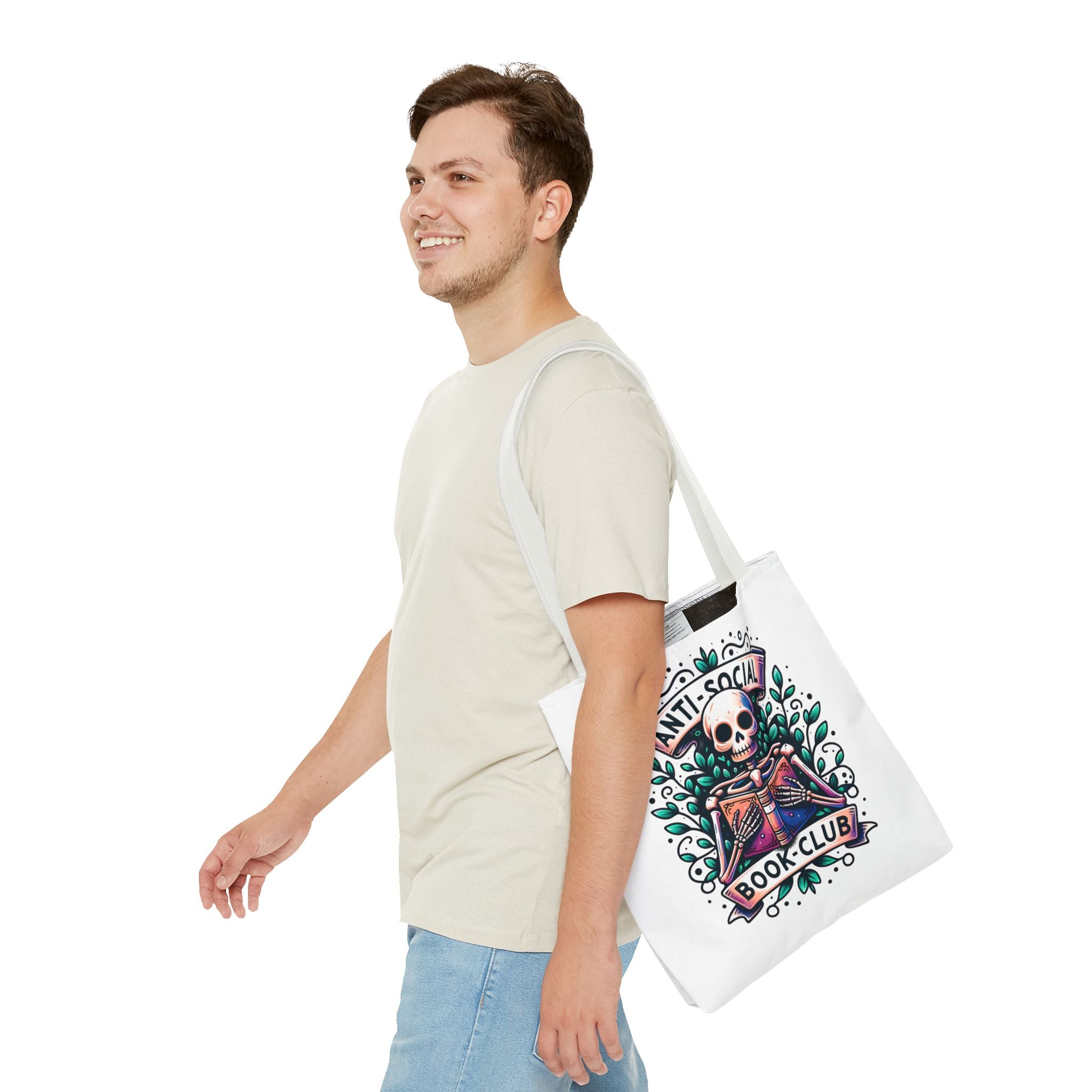 Anti-Social Book Club Tote Bag — Gothic Skull & Books Book Lover Tote