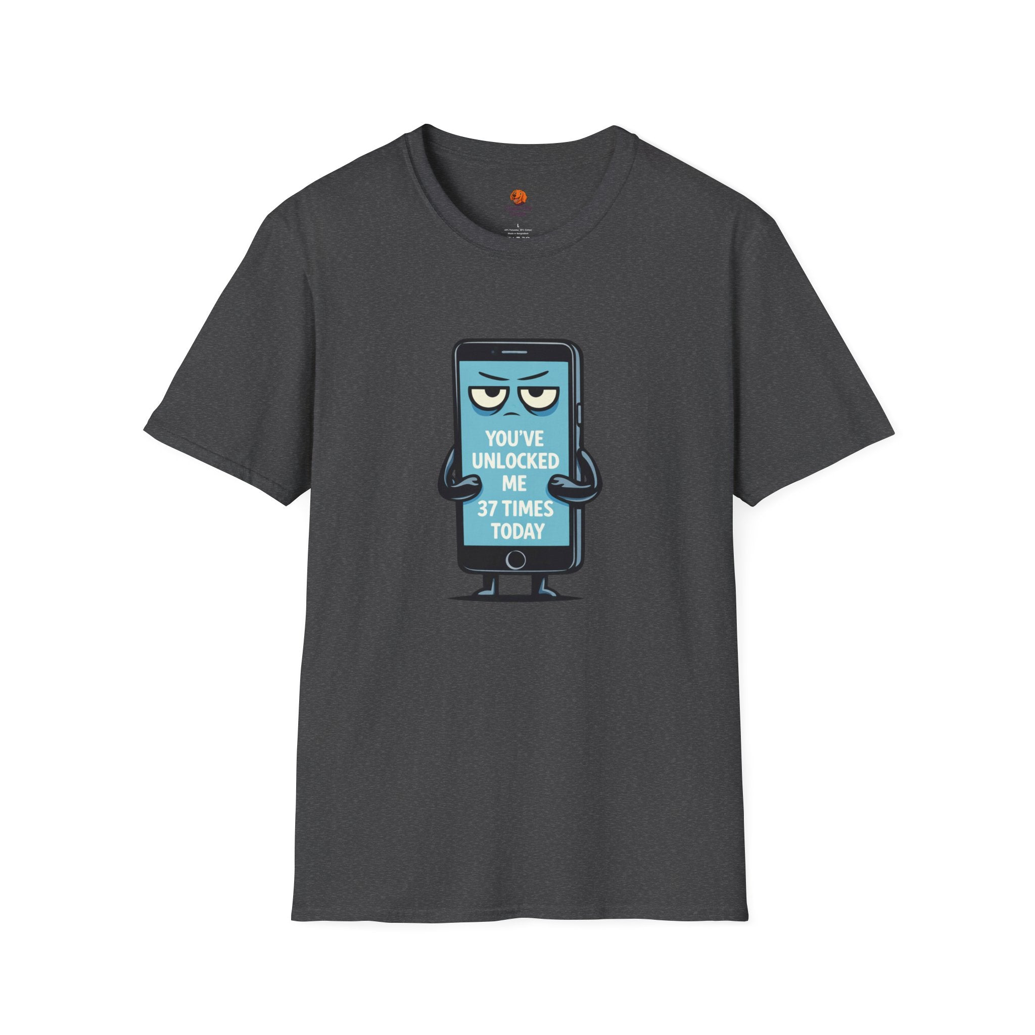 Phone Emoji T-Shirt — "You've Unlocked Me 37 Times Today" Funny Tech Tee