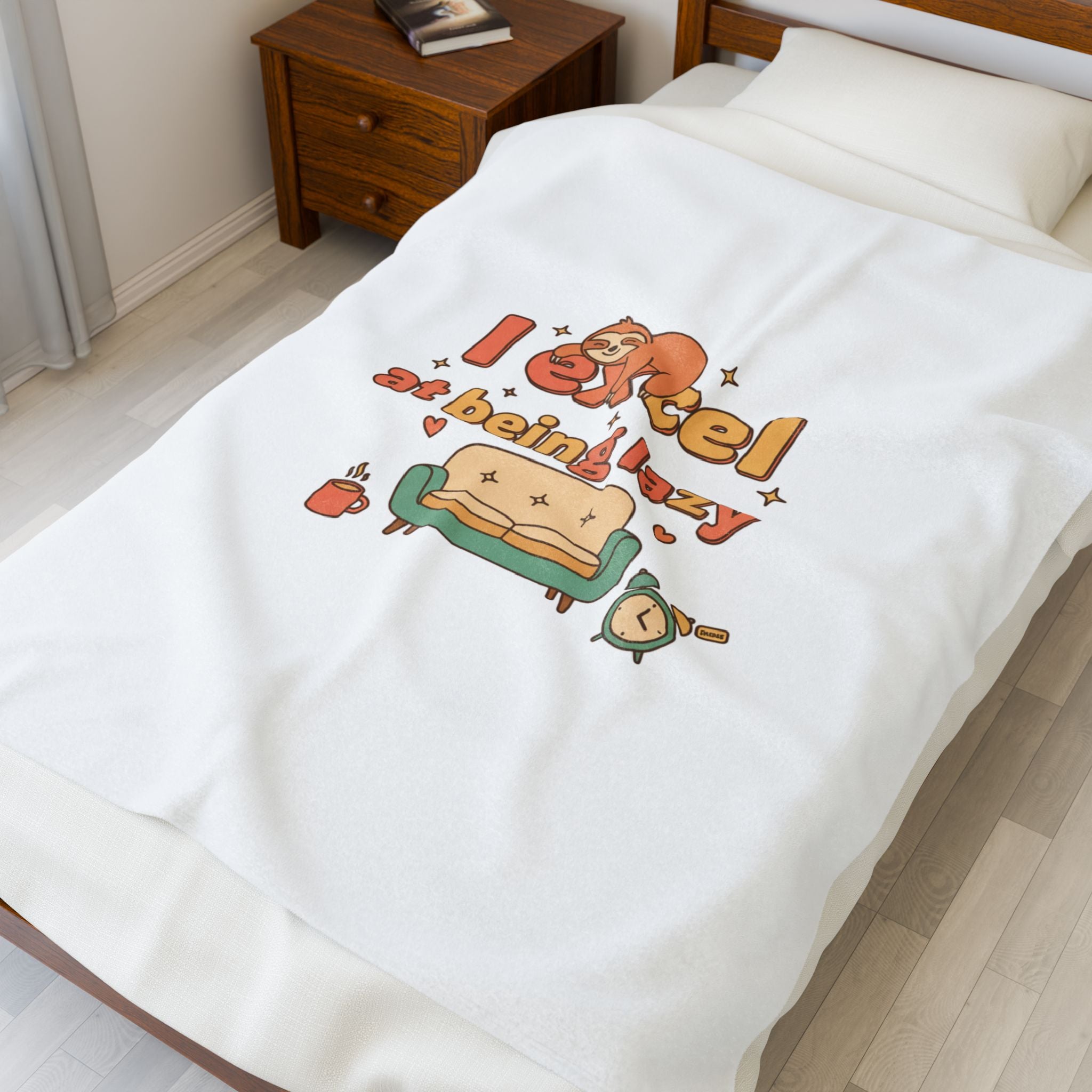 I Excel at Being Lazy Blanket | Low-Stakes Humor, Retro Bubbly Self-Deprecating