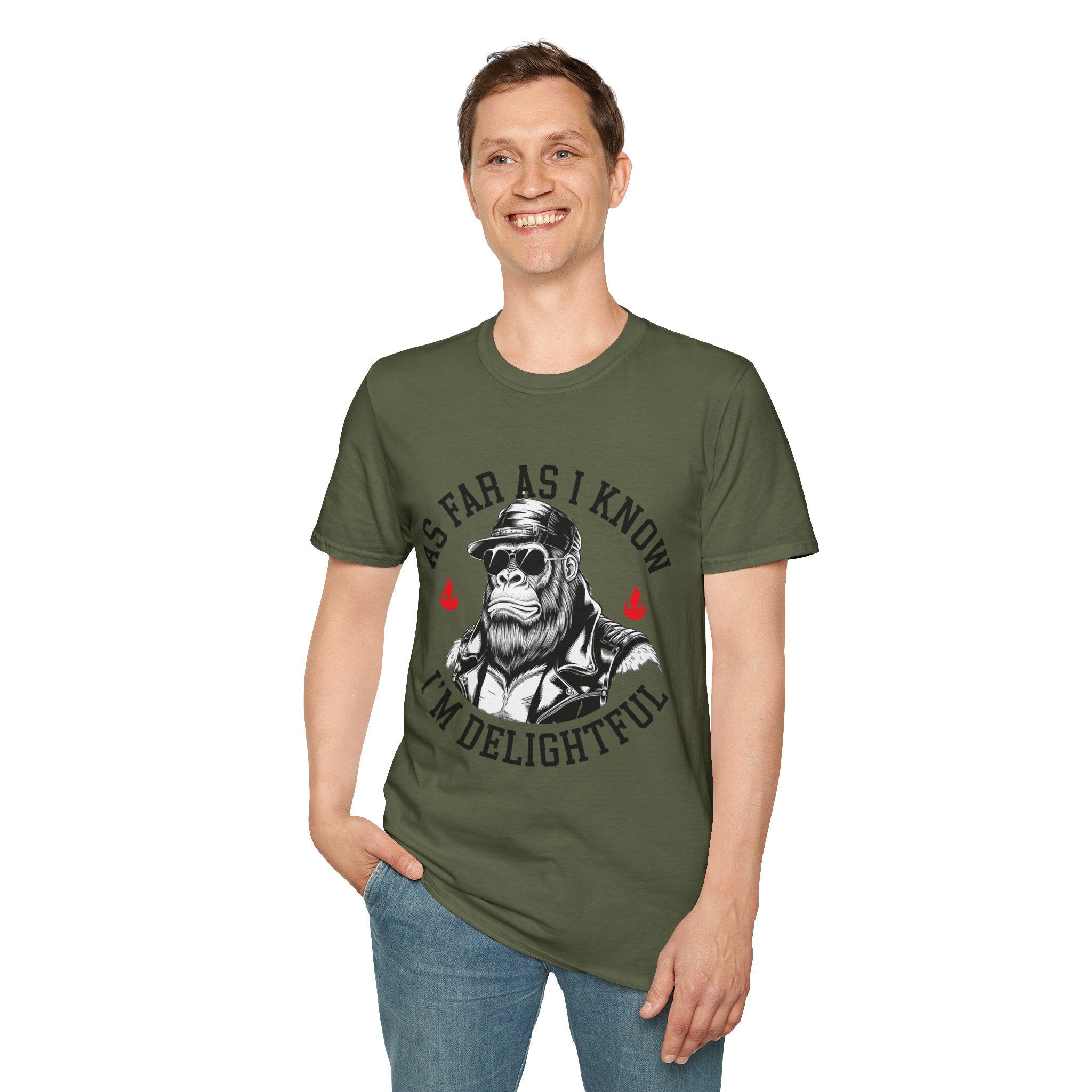 Delightful Ape Graphic T-Shirt — "As Far As I Know I'm Delightful" Vintage Monkey Tee