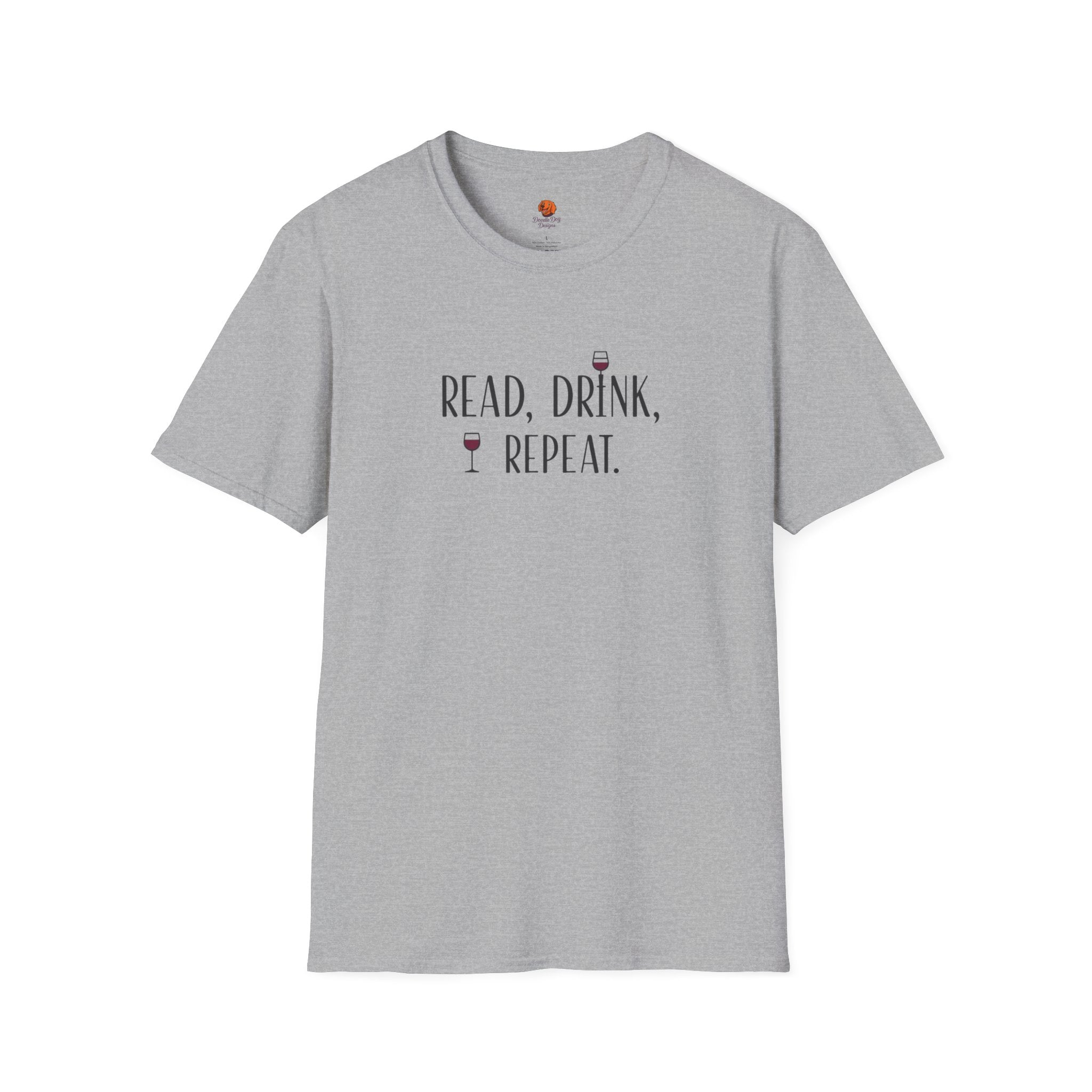 Read, Drink, Repeat T-Shirt — Wine & Book Lover Graphic Tee