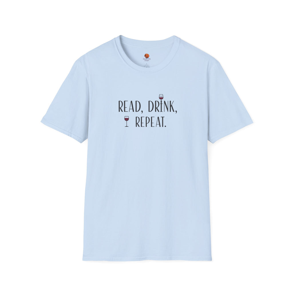 Read, Drink, Repeat T-Shirt — Wine & Book Lover Graphic Tee