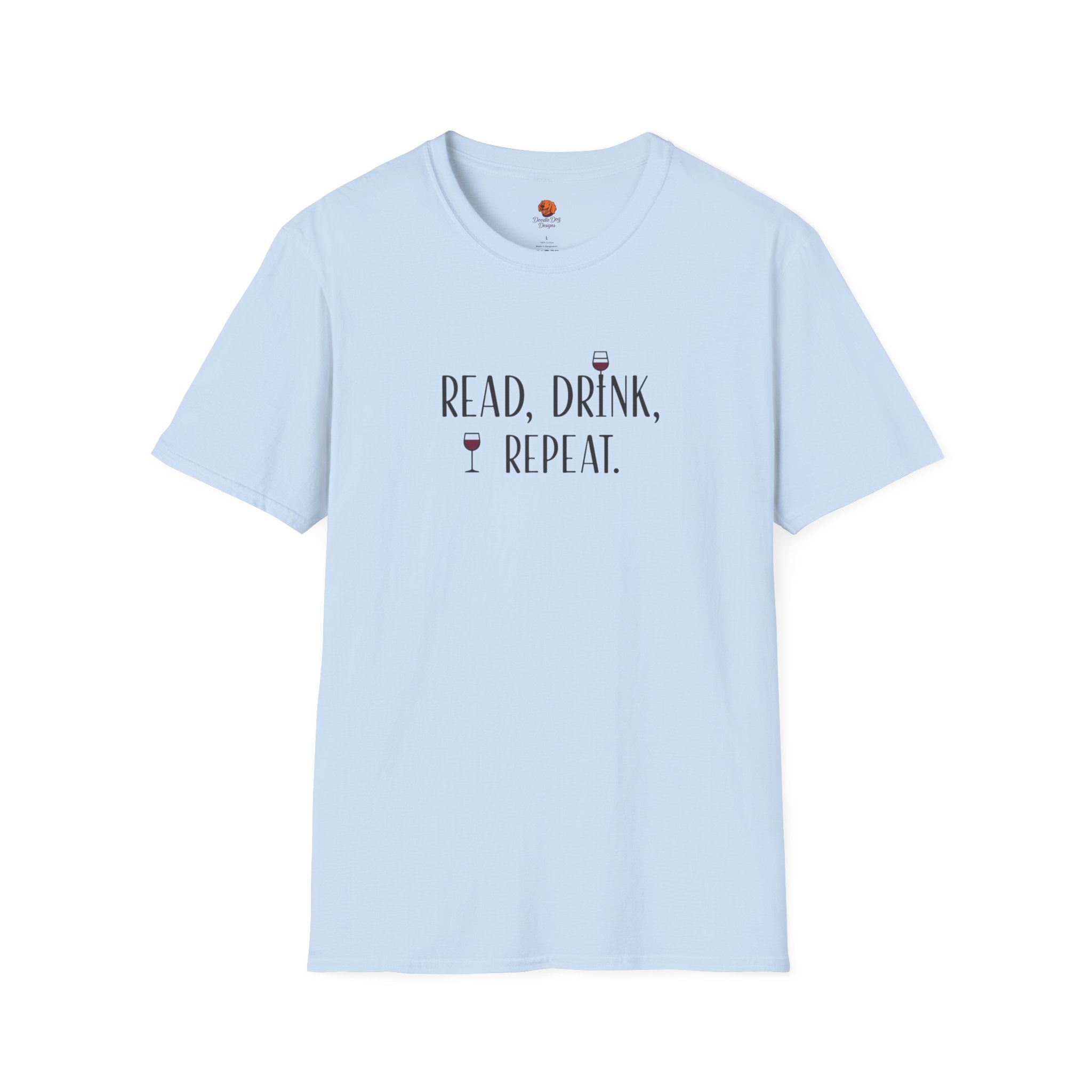 Read, Drink, Repeat T-Shirt — Wine & Book Lover Graphic Tee