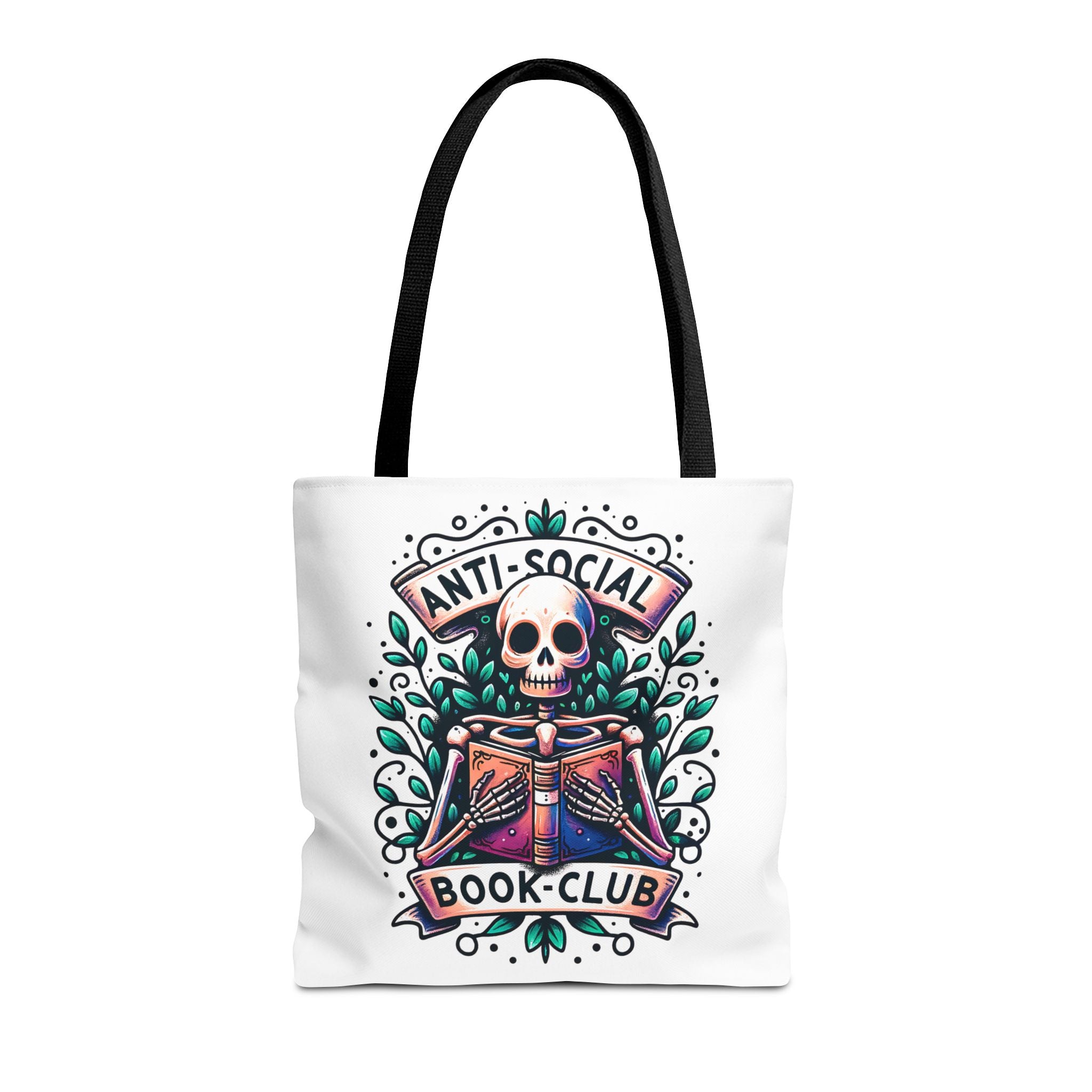 Anti-Social Book Club Tote Bag — Gothic Skull & Books Book Lover Tote