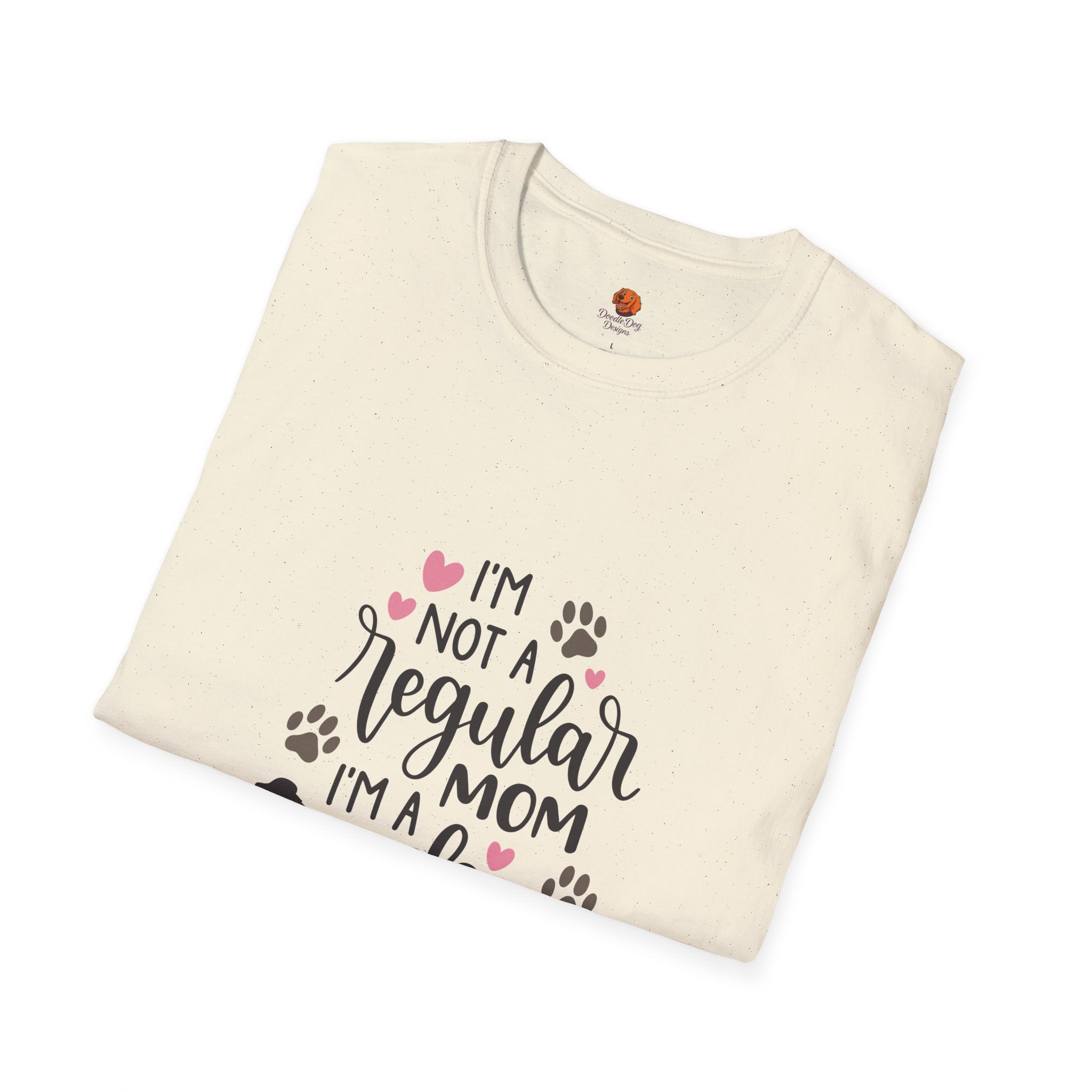Dog Mom T-Shirt – "I’m Not a Regular Mom, I’m a Dog Mom" Paw Print Tee