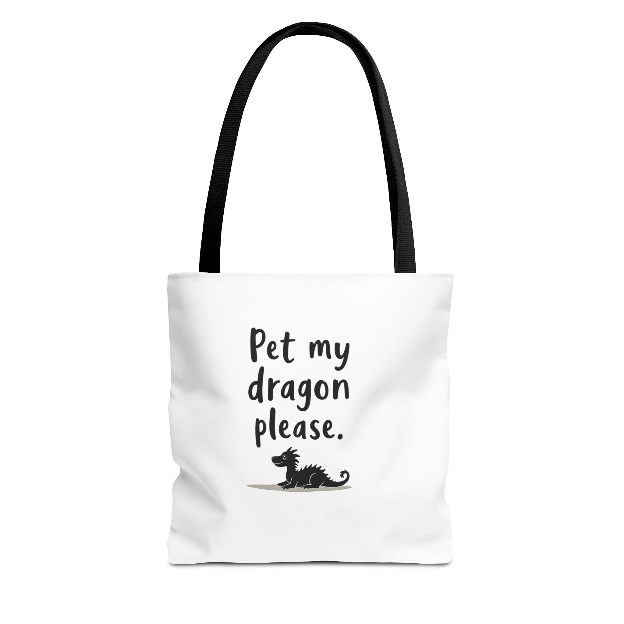 Pet My Dragon Please Tote Bag — Cute Fantasy Dragon Illustration Tote