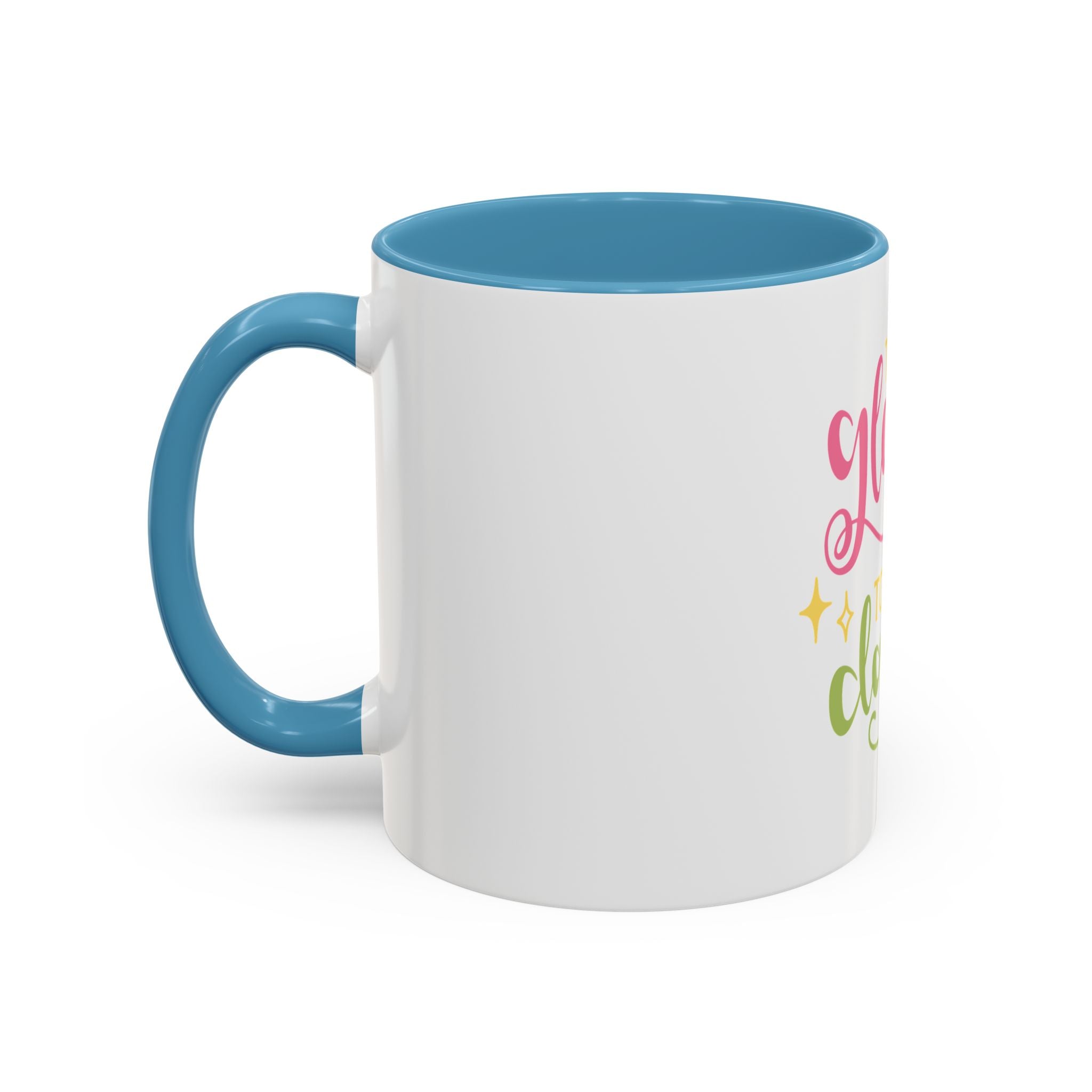 Too Glam To Give A Damn Accent Coffee Mug — Funny Pink & Green Script Ceramic Mug (11/15oz)