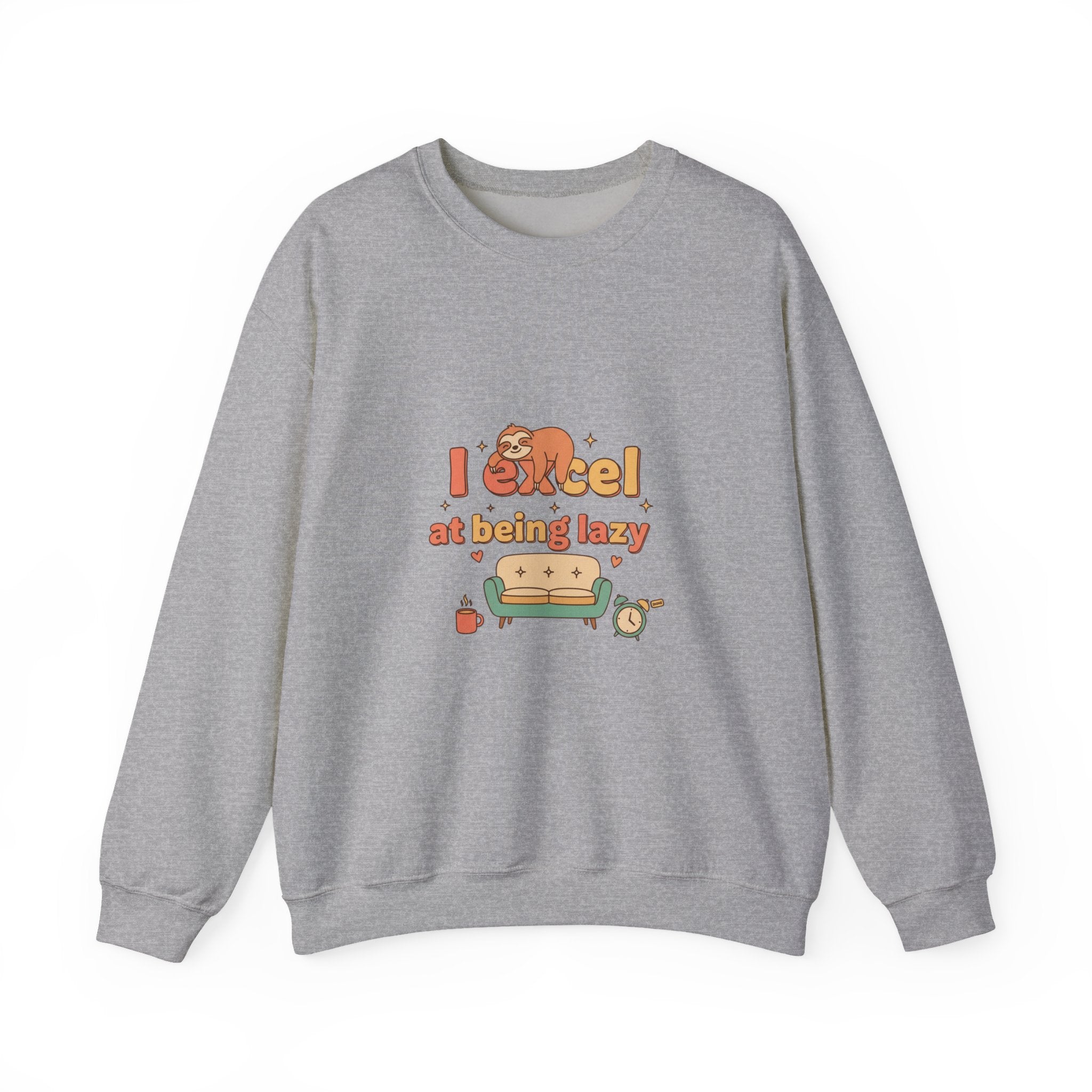I Excel at Being Lazy Sweatshirt | Low-Stakes Humor, Retro Bubbly Type
