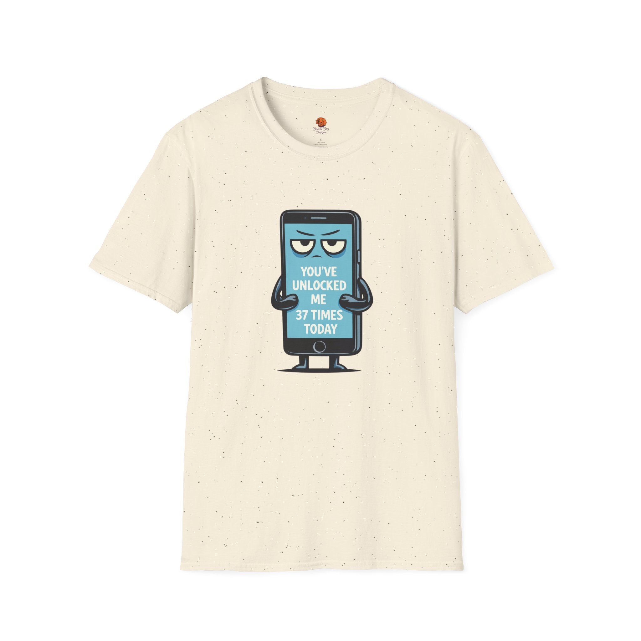 Phone Emoji T-Shirt — "You've Unlocked Me 37 Times Today" Funny Tech Tee