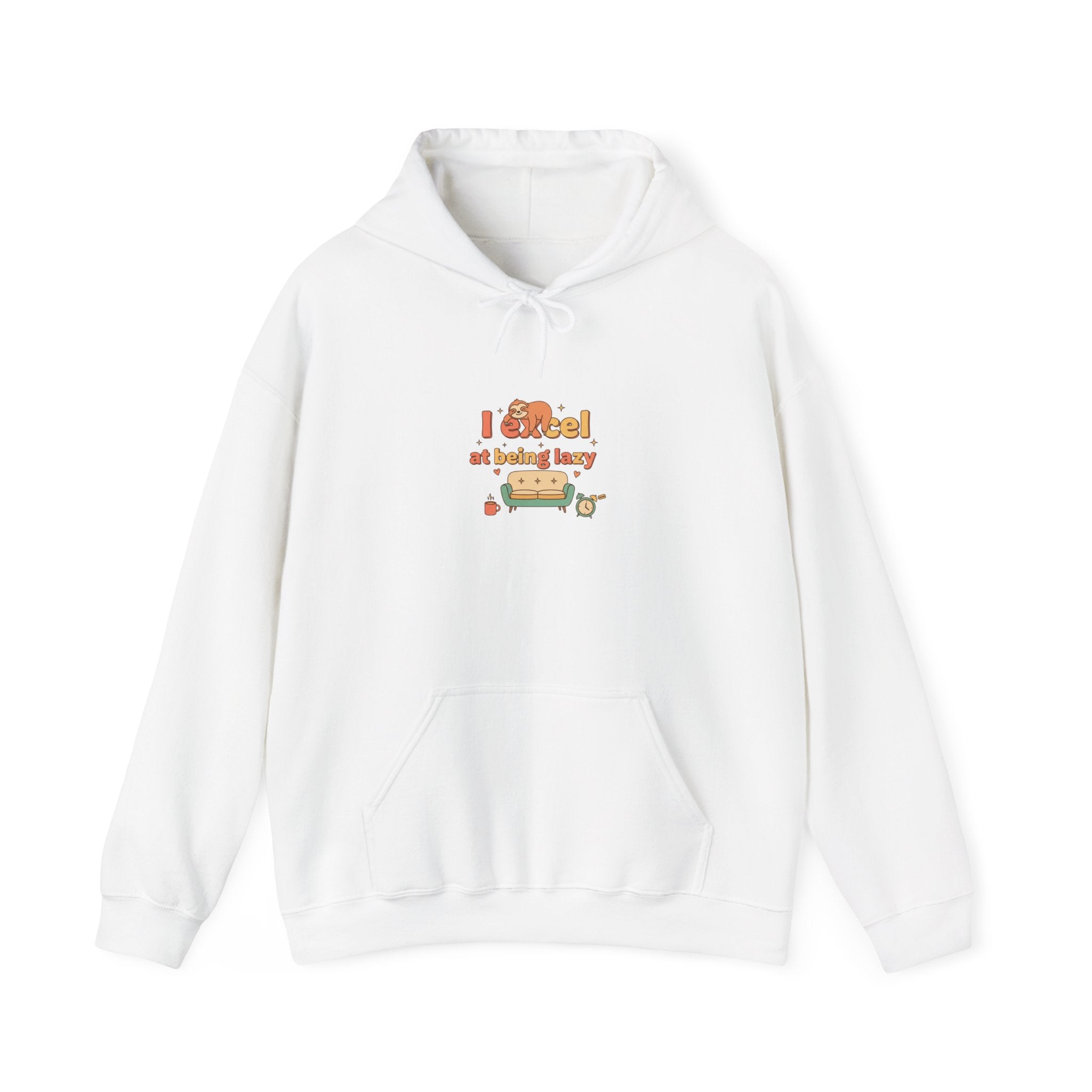 I Excel at Being Lazy Hoodie | Low-Stakes Humor, Retro Bubble Font