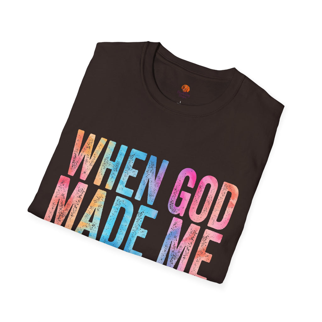 When God Made Me Floral Tee — 'He Grinned and Said It'll Be Fun' T-Shirt