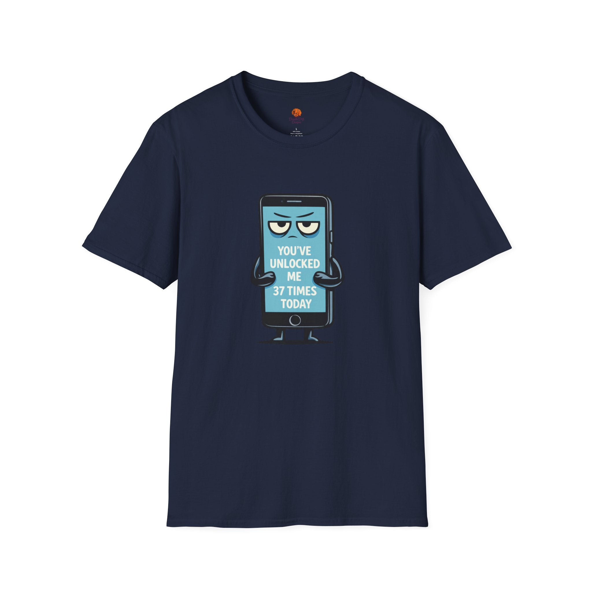 Phone Emoji T-Shirt — "You've Unlocked Me 37 Times Today" Funny Tech Tee