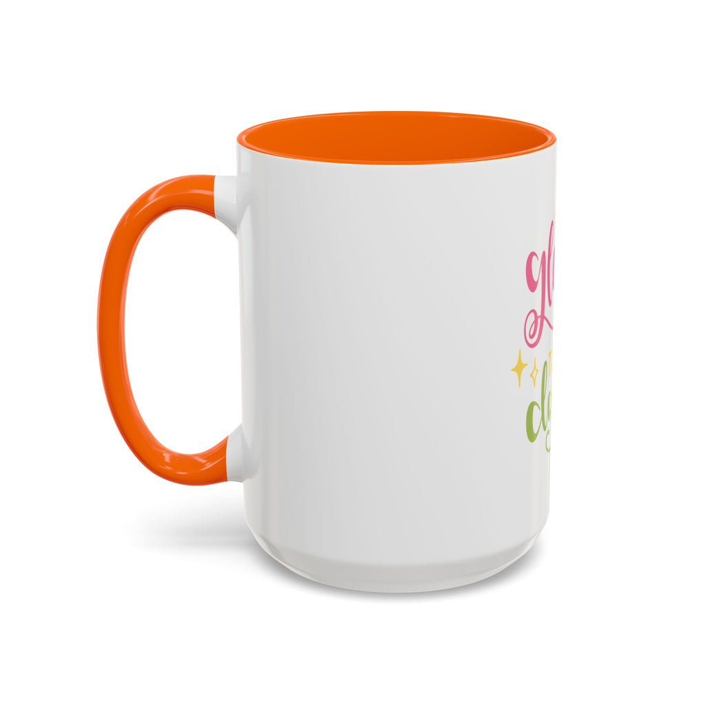 Too Glam To Give A Damn Accent Coffee Mug — Funny Pink & Green Script Ceramic Mug (11/15oz)