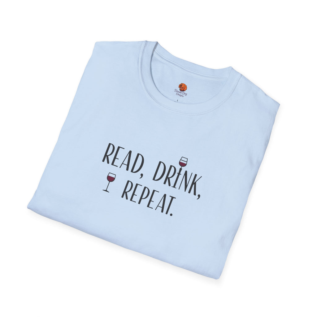 Read, Drink, Repeat T-Shirt — Wine & Book Lover Graphic Tee