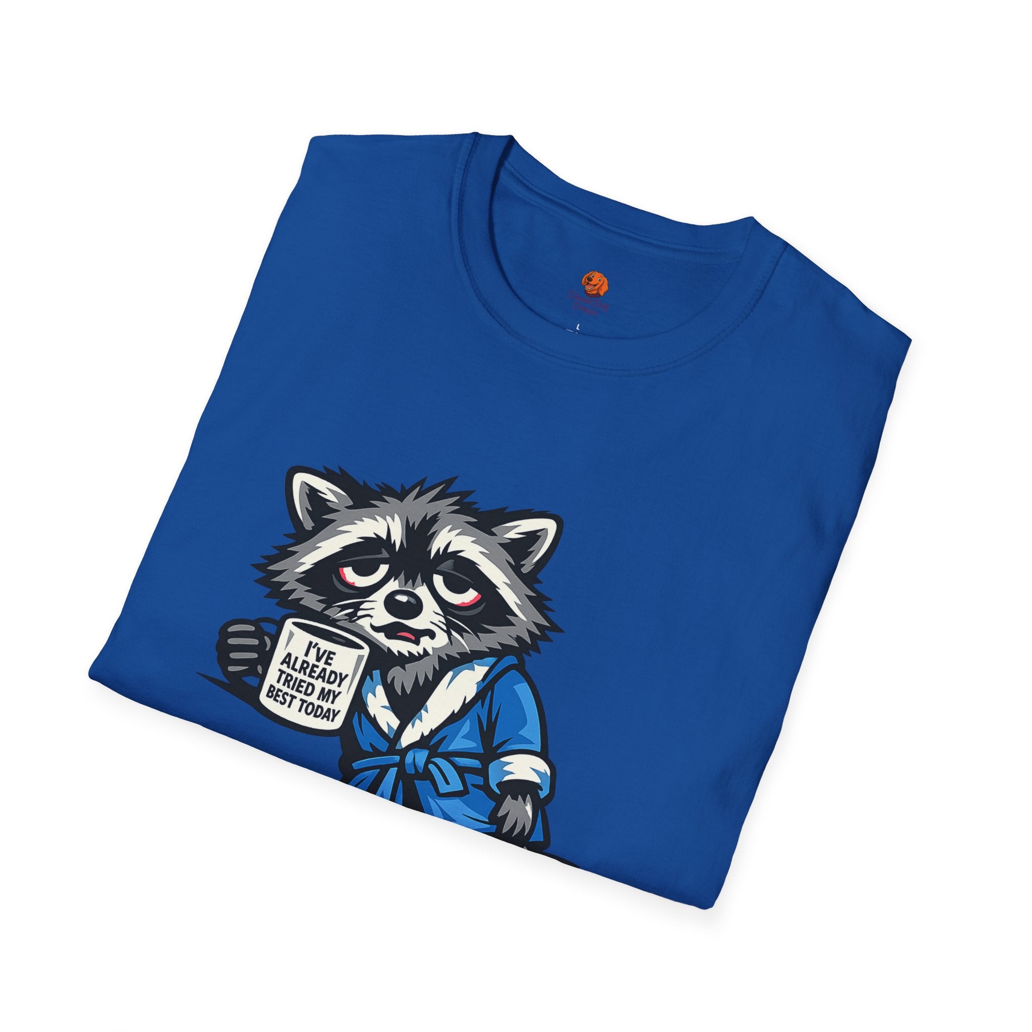 Raccoon Morning Coffee T-Shirt — Cute Lazy Animal Tee