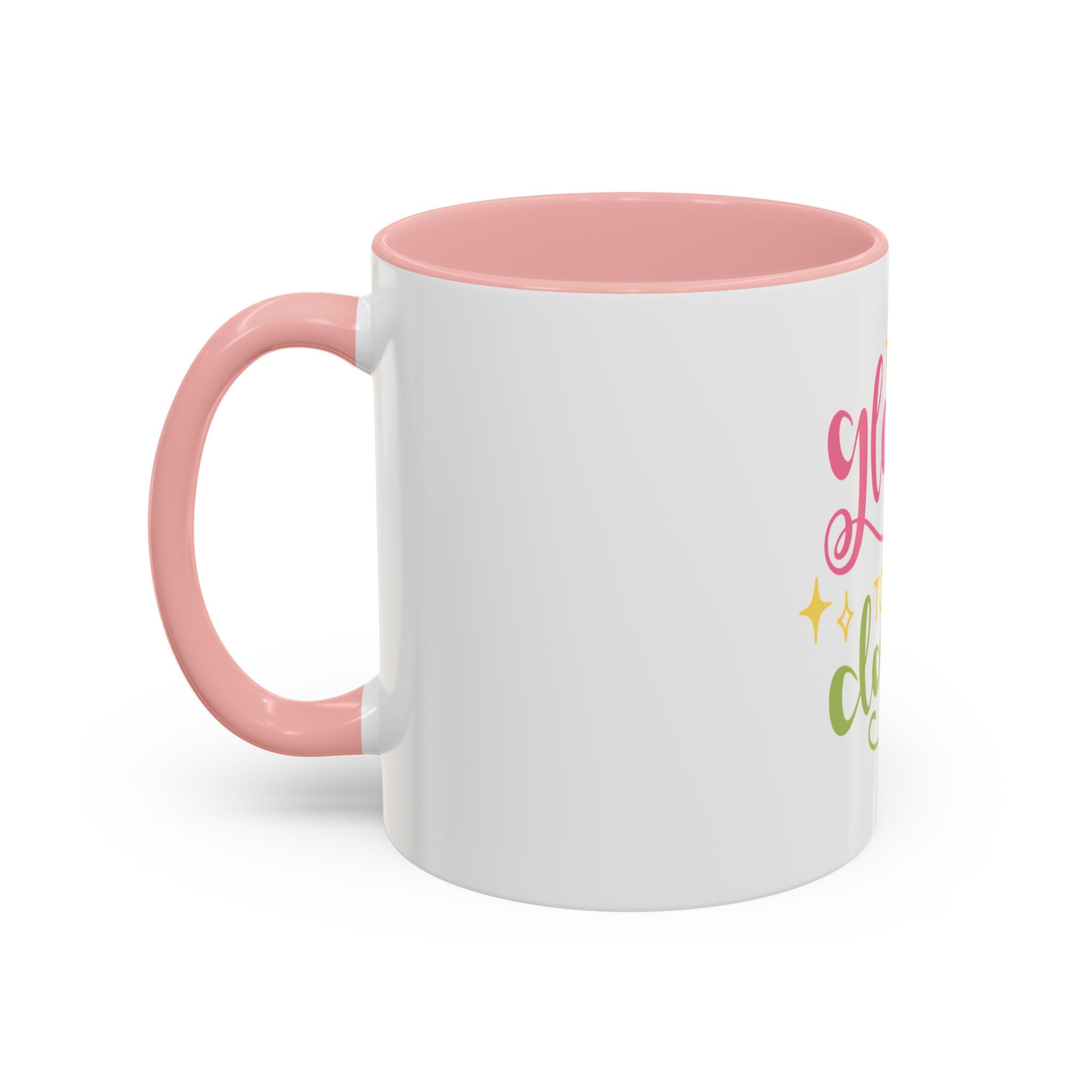 Too Glam To Give A Damn Accent Coffee Mug — Funny Pink & Green Script Ceramic Mug (11/15oz)