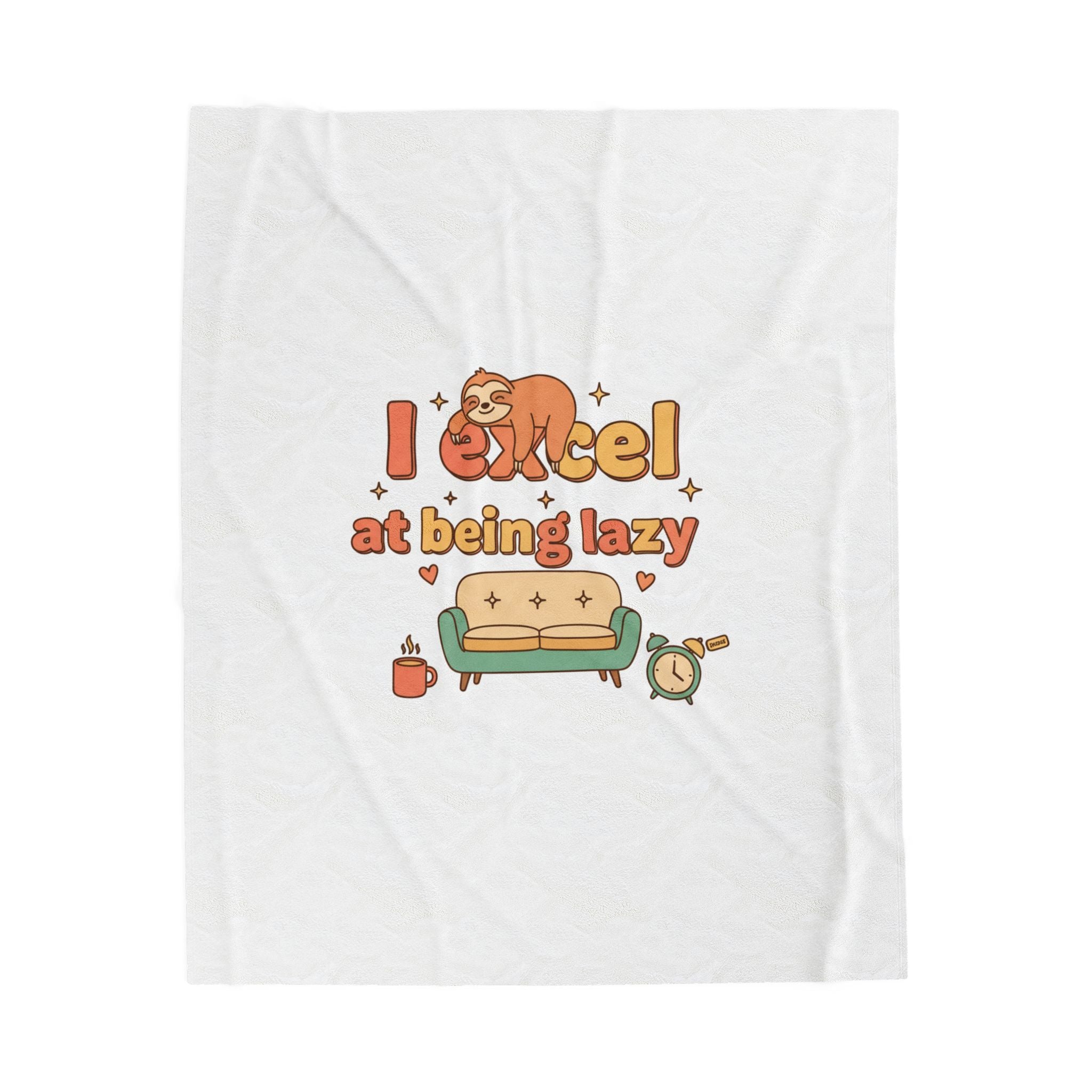 I Excel at Being Lazy Blanket | Low-Stakes Humor, Retro Bubbly Self-Deprecating