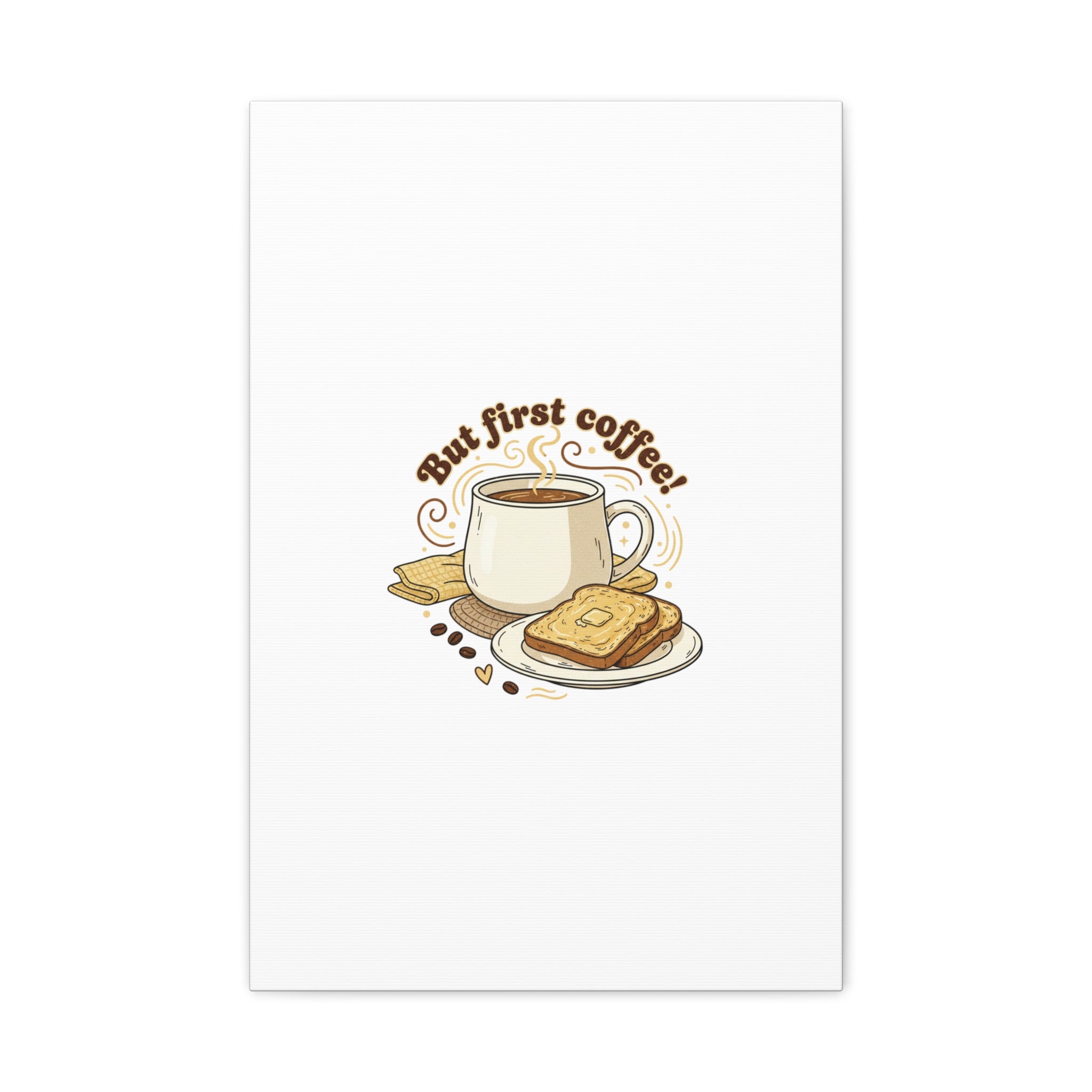 But First Coffee! Canvas, cafe-inspired breakfast art, kawaii kitchen decor