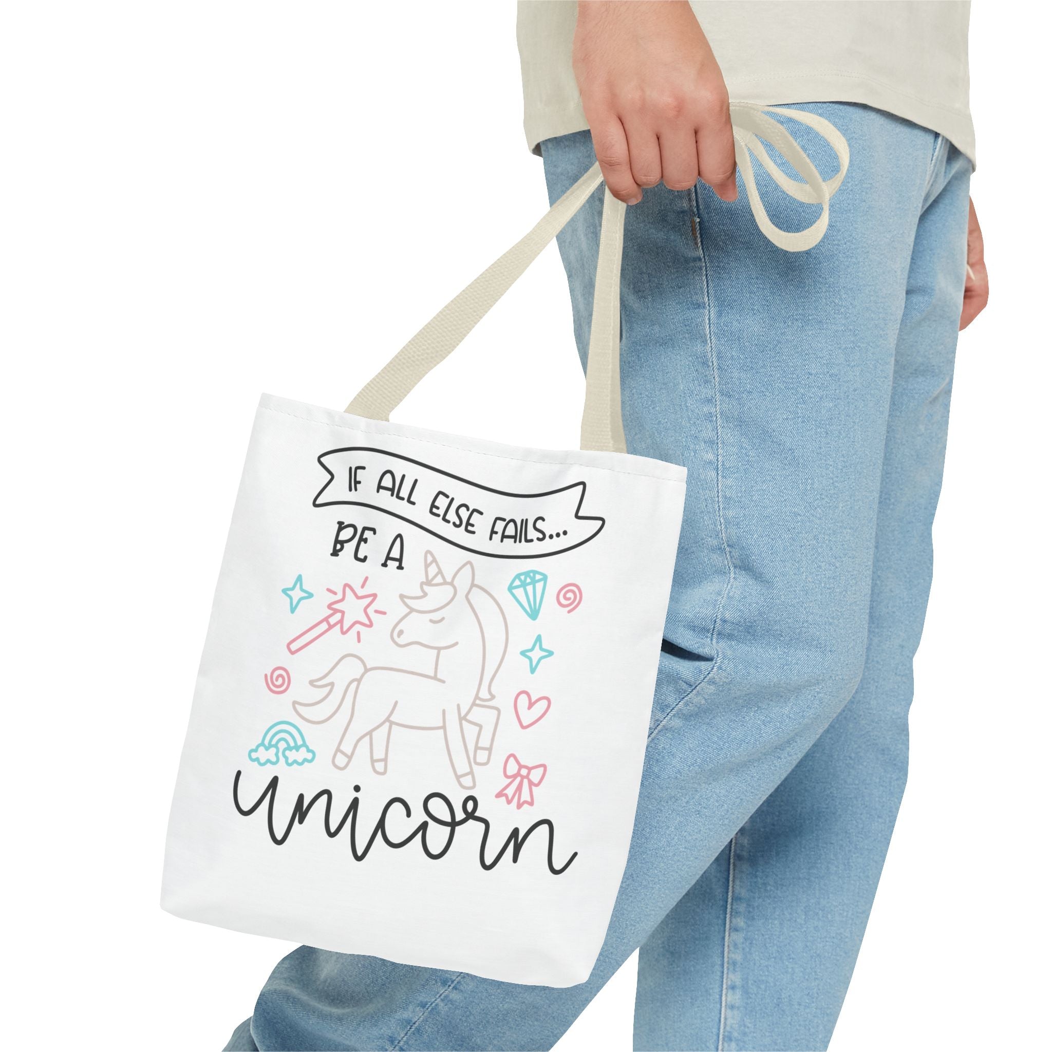 Unicorn Tote Bag — "If All Else Fails... Be a Unicorn" Cute Pastel Shopper